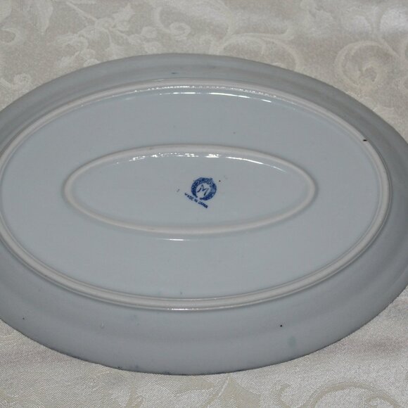 Blue and White Morimura Bros Platter | Vintage Flying Phoenix - Picture 5 of 12